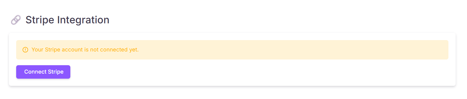 Connect Stripe account screen