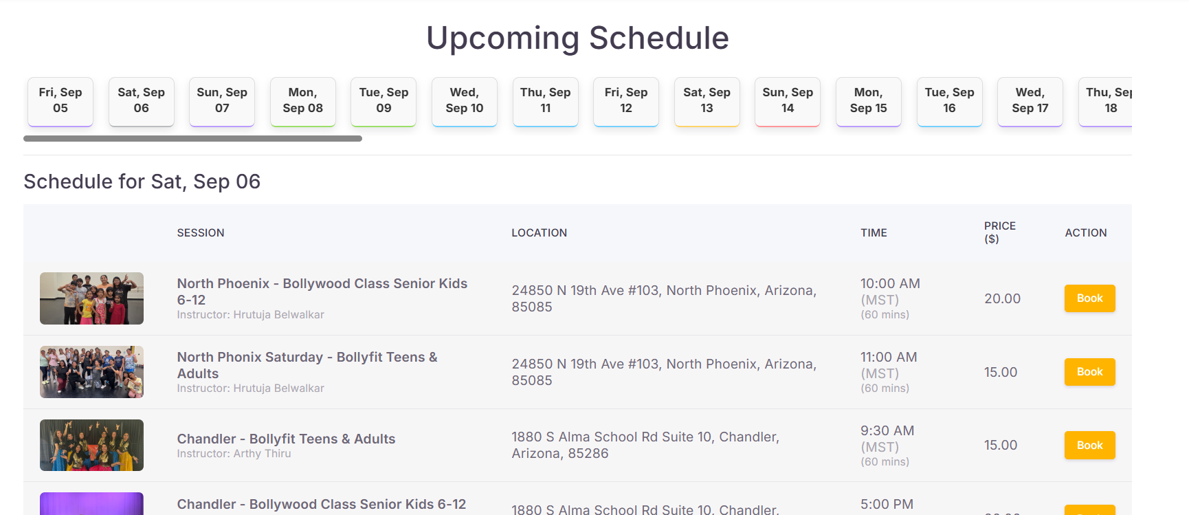 DanceFitnessPro fitness class timetable and online booking preview